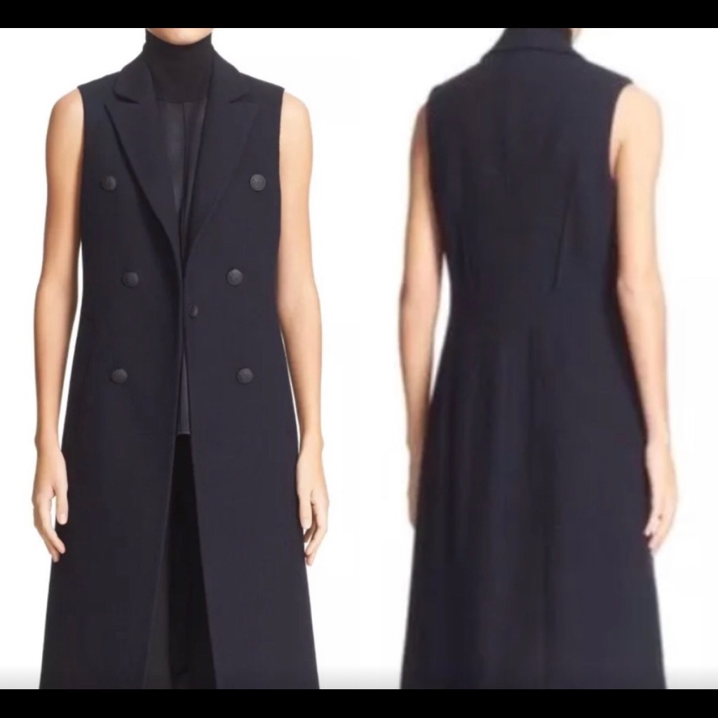 Nwt Sz4 Rag & Bone Black Faye Longline Wool Vest
